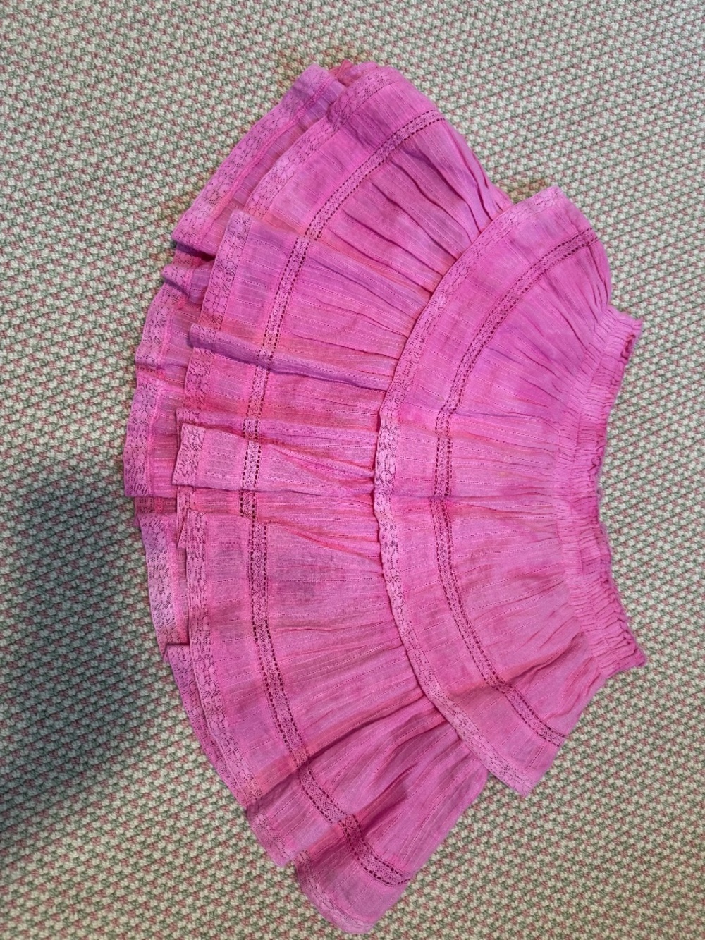 Love shack fancy ruffle mini heritage skirt in hot pink